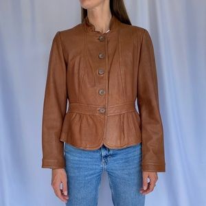 Leather jacket in Camel.